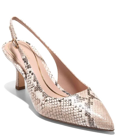 Cole Haan Hansell Snake Print Leather Slingback Pumps