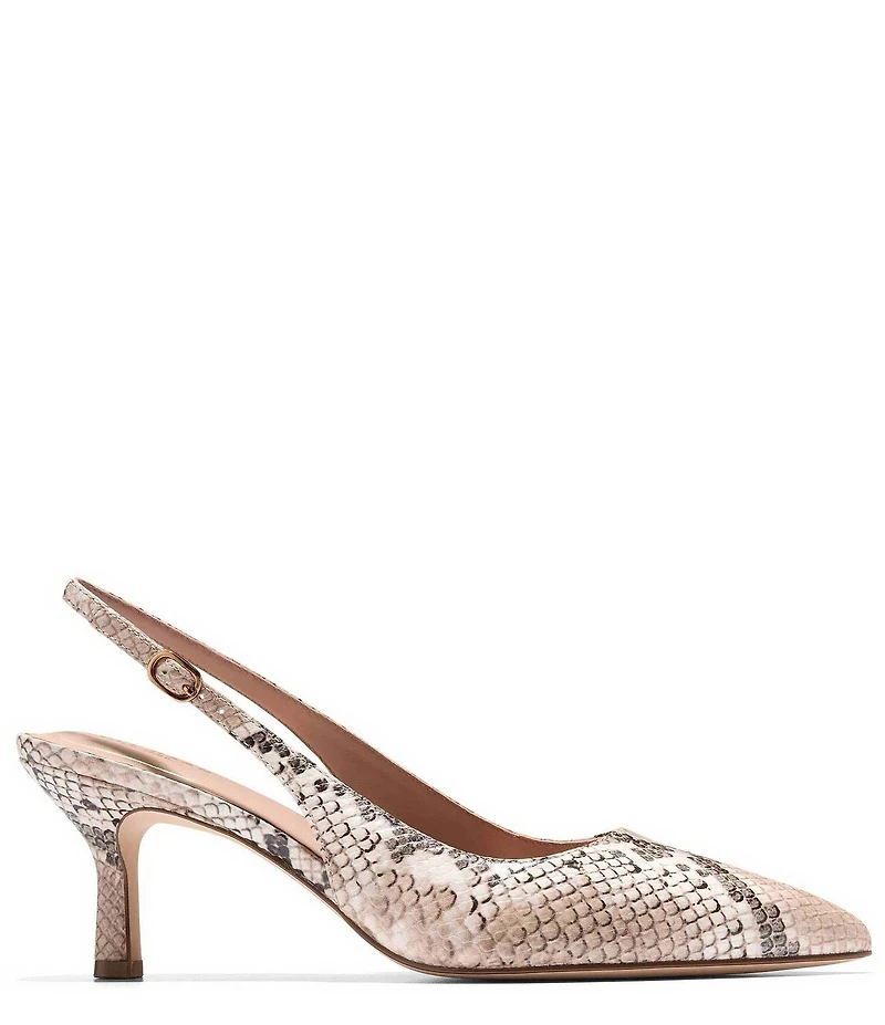 Cole Haan Hansell Snake Print Leather Slingback Pumps