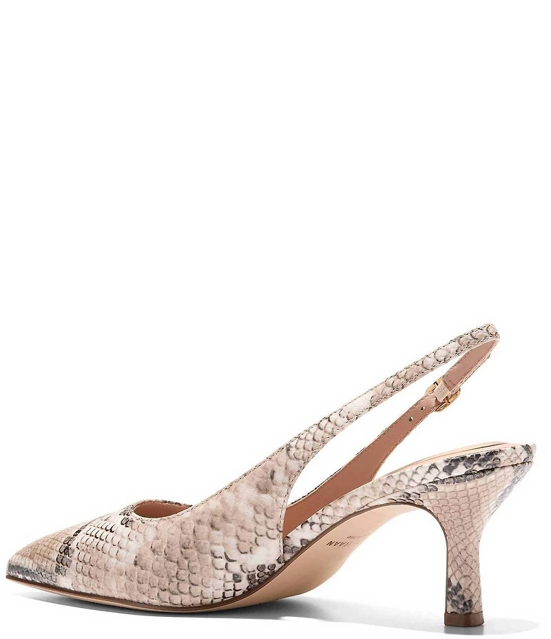 Cole Haan Hansell Snake Print Leather Slingback Pumps