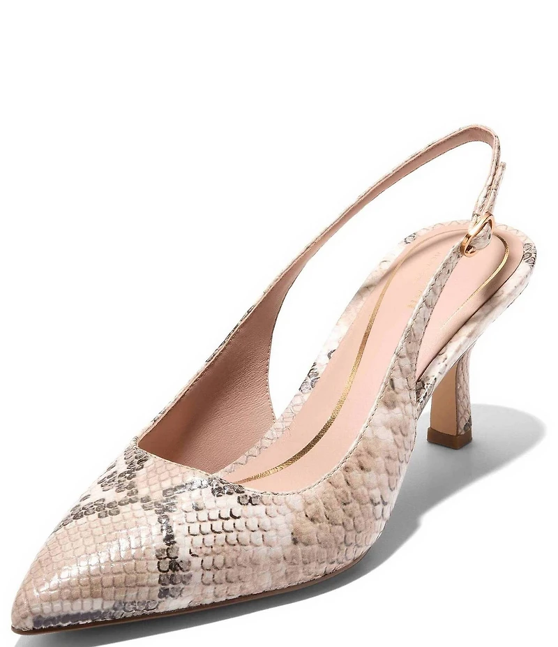 Cole Haan Hansell Snake Print Leather Slingback Pumps
