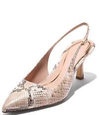 Cole Haan Hansell Snake Print Leather Slingback Pumps