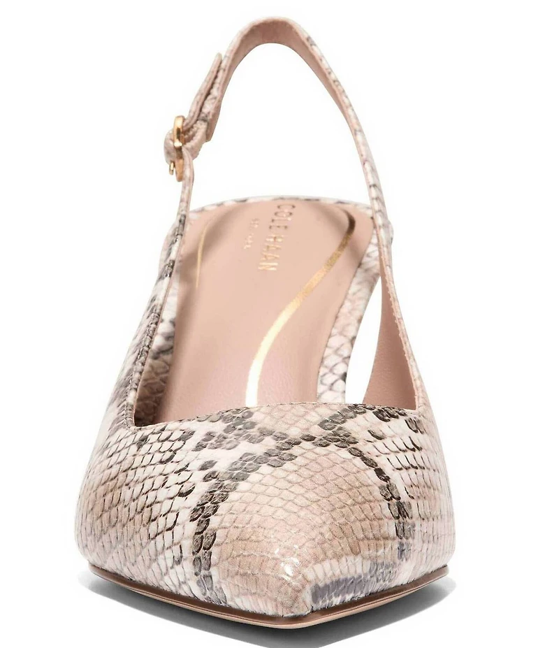Cole Haan Hansell Snake Print Leather Slingback Pumps