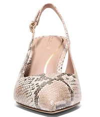 Cole Haan Hansell Snake Print Leather Slingback Pumps