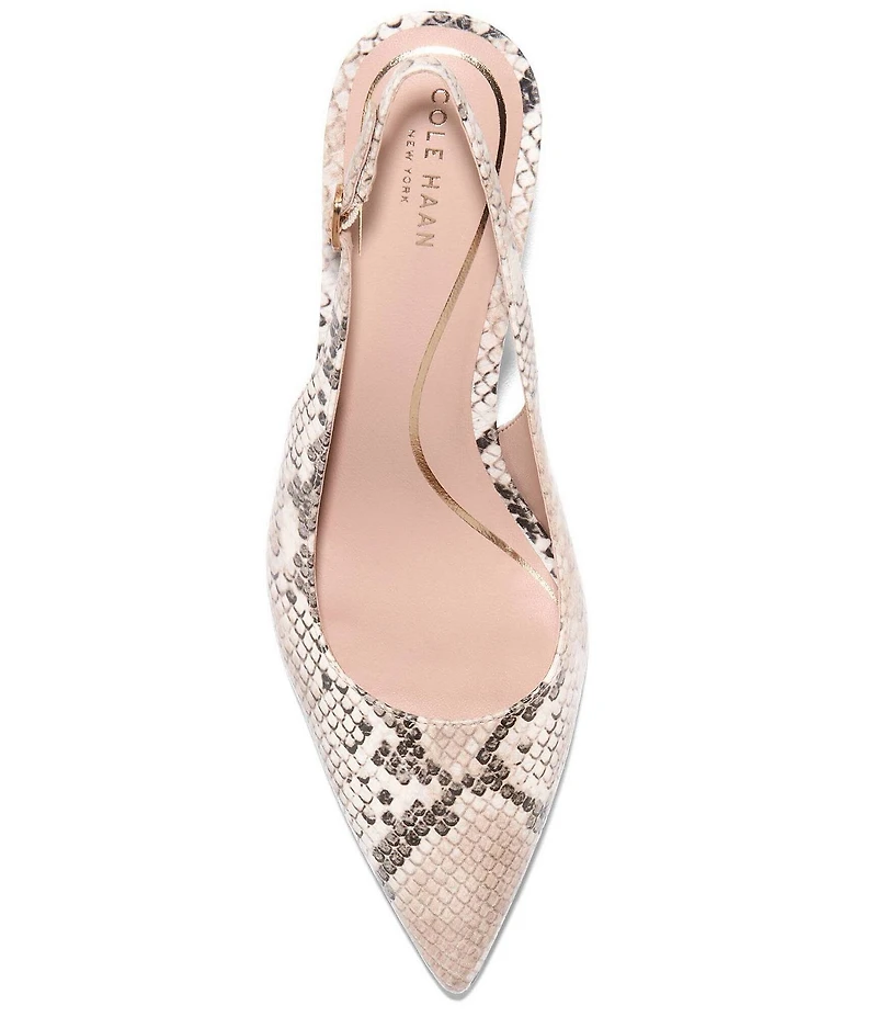 Cole Haan Hansell Snake Print Leather Slingback Pumps
