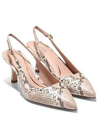 Cole Haan Hansell Snake Print Leather Slingback Pumps