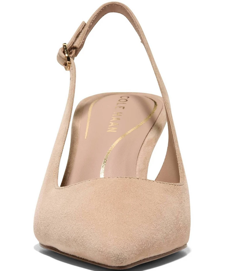 Cole Haan Hansell Suede Slingback Stack Heel Pumps