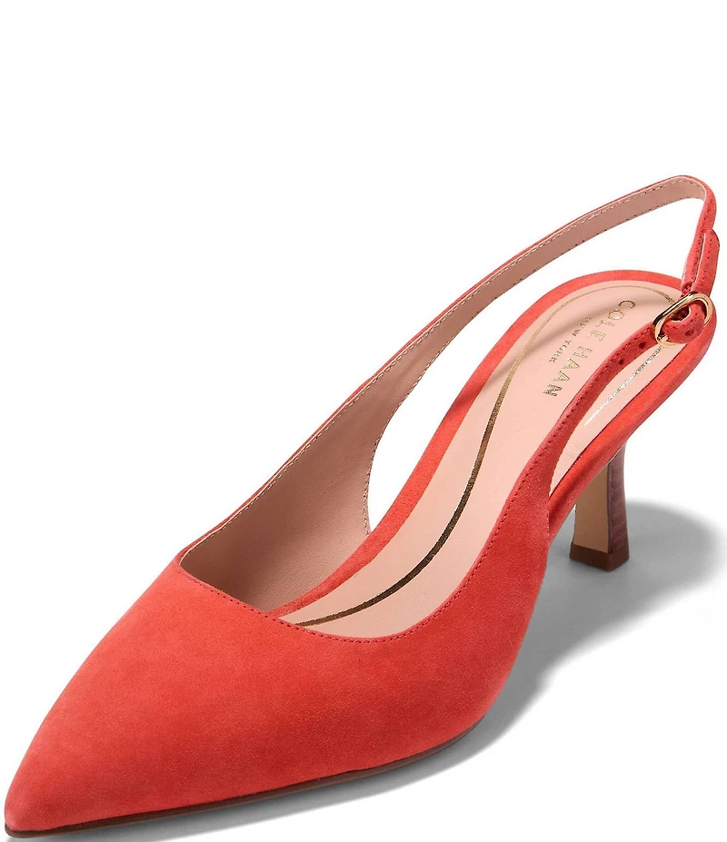 Cole Haan Hansell Suede Slingback Stack Heel Pumps