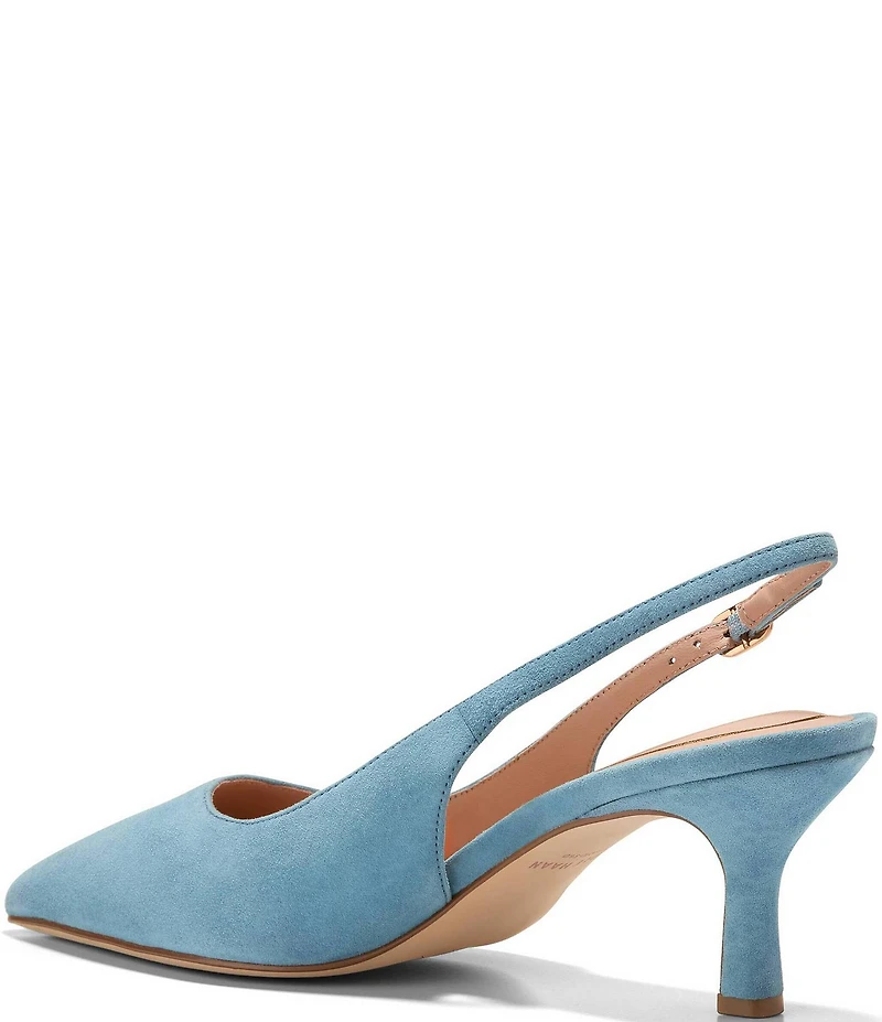 Cole Haan Hansell Suede Slingback Stack Heel Pumps