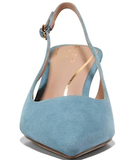 Cole Haan Hansell Suede Slingback Stack Heel Pumps