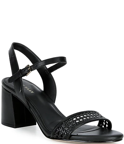 Cole Haan Josie Block Woven Leather Block Heel Sandals