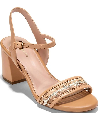 Cole Haan Josie Colorblock Woven Leather Block Heel Sandals