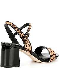 Cole Haan Josie Leopard Print Faux Fur Ankle Strap Block Heel Dress Sandals
