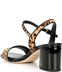 Cole Haan Josie Leopard Print Faux Fur Ankle Strap Block Heel Dress Sandals