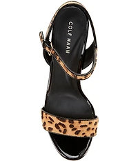 Cole Haan Josie Leopard Print Faux Fur Ankle Strap Block Heel Dress Sandals