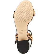 Cole Haan Josie Leopard Print Faux Fur Ankle Strap Block Heel Dress Sandals