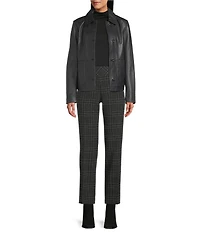 Cole Haan Leather Point Collar Long Sleeves Button Front Trucker Jacket