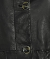 Cole Haan Leather Point Collar Long Sleeves Button Front Trucker Jacket