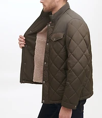 Cole Haan Tonal-Mixed-Media Sherpa Lined Quilted Jacket