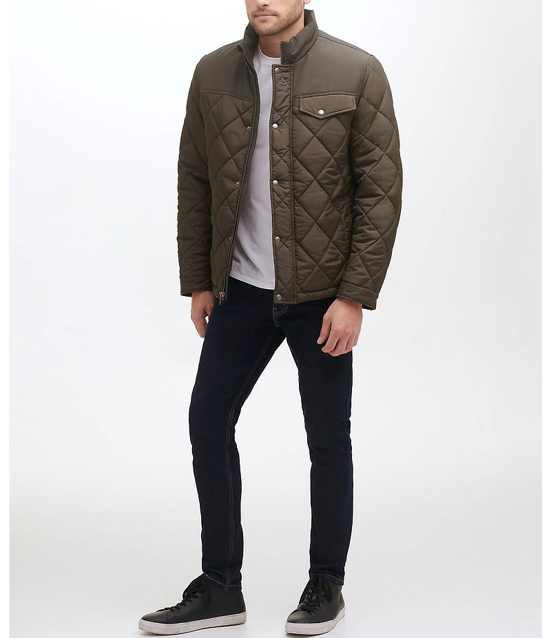 Cole Haan Tonal-Mixed-Media Sherpa Lined Quilted Jacket