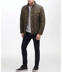 Cole Haan Tonal-Mixed-Media Sherpa Lined Quilted Jacket
