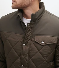 Cole Haan Tonal-Mixed-Media Sherpa Lined Quilted Jacket