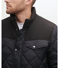 Cole Haan Tonal-Mixed-Media Sherpa Lined Quilted Jacket