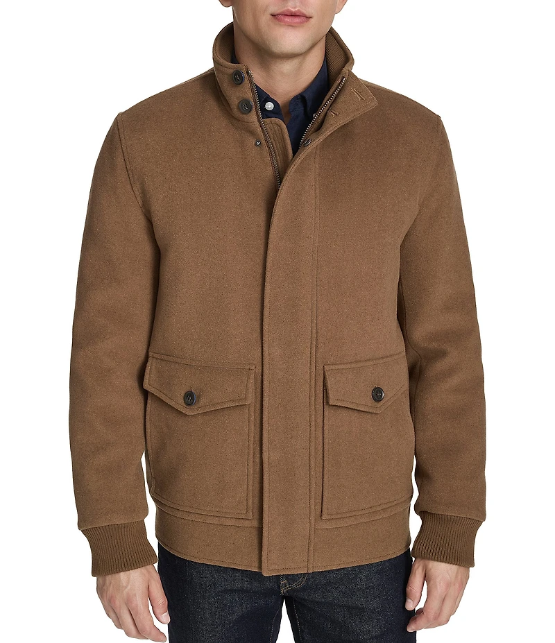 Cole Haan Long Sleeve Wool Blend Bomber Jacket