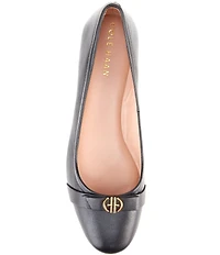 Cole Haan Malta Leather Signature Logo Ornament Bow Wedge Pumps