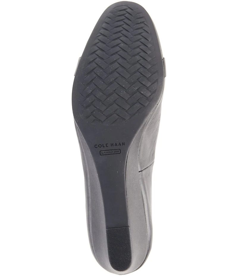 Cole Haan Malta Leather Signature Logo Ornament Bow Wedge Pumps