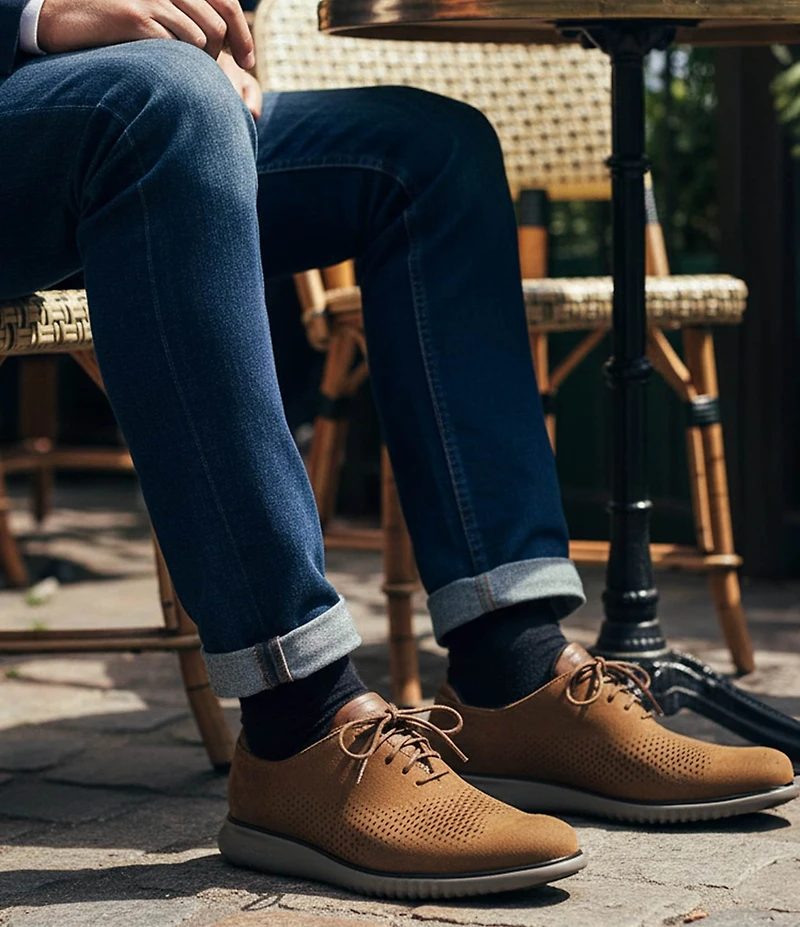 Cole Haan Men's 2.ZERØGRAND Suede Laser Cut Oxfords