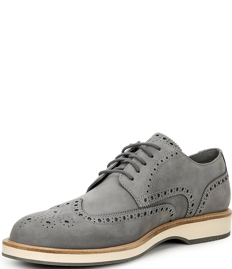 Cole Haan Men's Morse Grand Nubuck Wingtip Brogue Detail Lace Up Oxfords