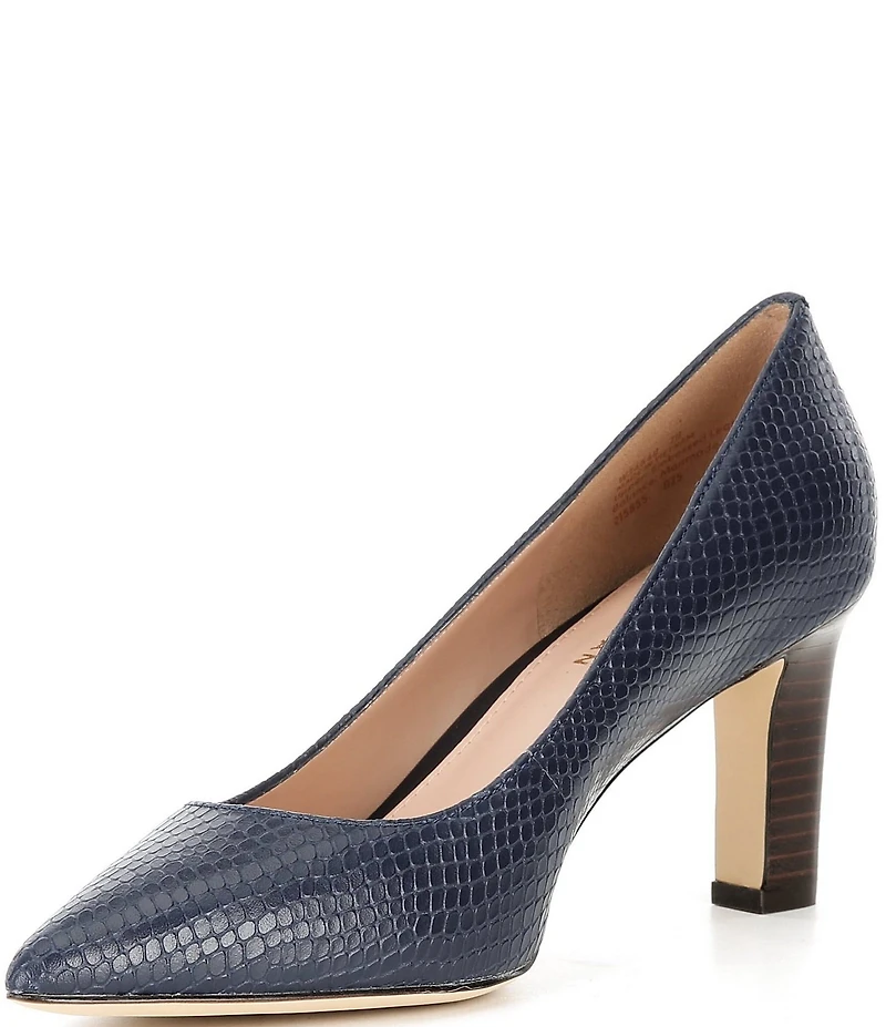 Cole Haan Mylah Snake Print Leather Pointed Toe Pumps
