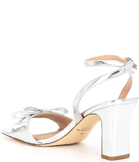 Cole Haan Noella Mirror Metallic Leather Bow Ankle Strap Sandals