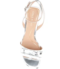 Cole Haan Noella Mirror Metallic Leather Bow Ankle Strap Sandals