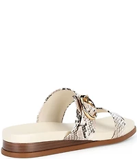Cole Haan Oaklynn Double Band Snake Print Leather Footbed Sandals
