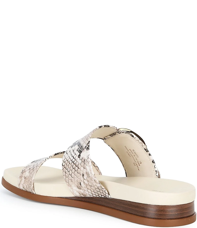 Cole Haan Oaklynn Double Band Snake Print Leather Footbed Sandals
