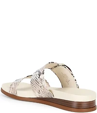 Cole Haan Oaklynn Double Band Snake Print Leather Footbed Sandals