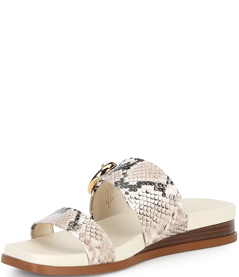 Cole Haan Oaklynn Double Band Snake Print Leather Footbed Sandals