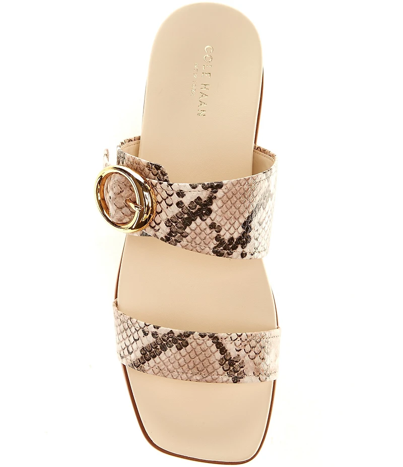 Cole Haan Oaklynn Double Band Snake Print Leather Footbed Sandals