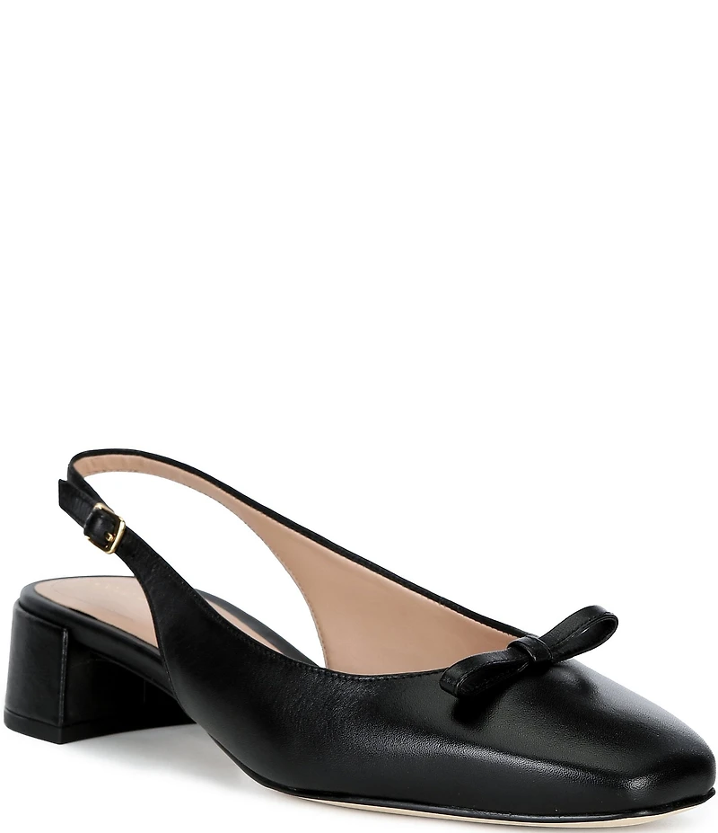 Cole Haan Patsy Leather Slingback Block Heel Bow Pumps