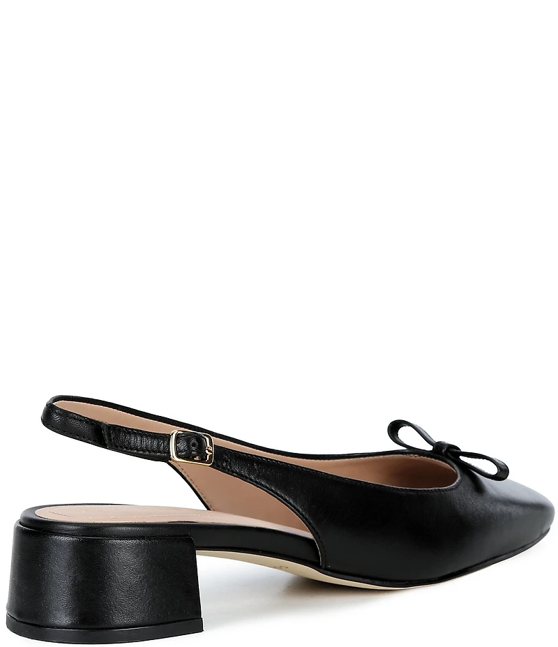 Cole Haan Patsy Leather Slingback Block Heel Bow Pumps