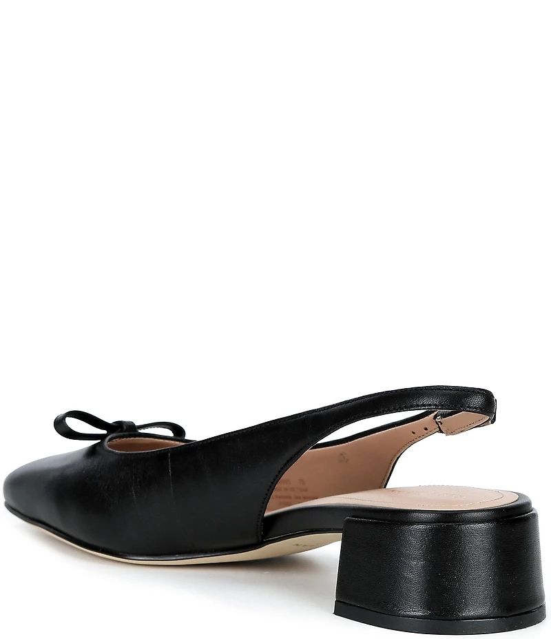 Cole Haan Patsy Leather Slingback Block Heel Bow Pumps