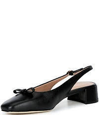 Cole Haan Patsy Leather Slingback Block Heel Bow Pumps