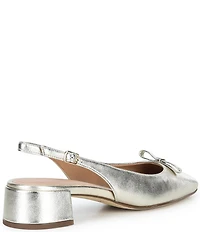 Cole Haan Patsy Metallic Leather Slingback Block Heel Bow Pumps