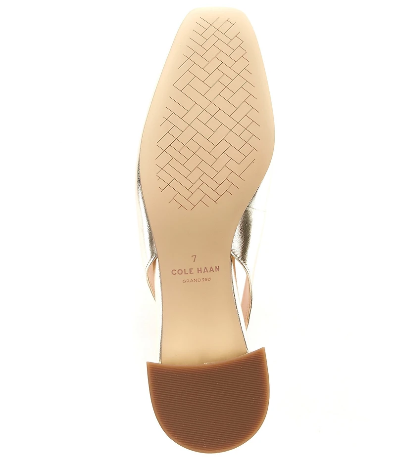 Cole Haan Patsy Metallic Leather Slingback Block Heel Bow Pumps
