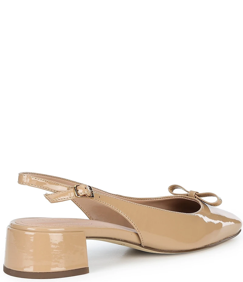 Cole Haan Patsy Patent Leather Slingback Block Heel Bow Pumps