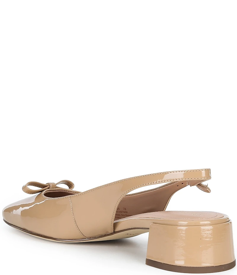 Cole Haan Patsy Patent Leather Slingback Block Heel Bow Pumps