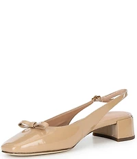 Cole Haan Patsy Patent Leather Slingback Block Heel Bow Pumps