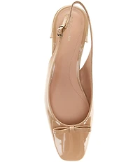 Cole Haan Patsy Patent Leather Slingback Block Heel Bow Pumps