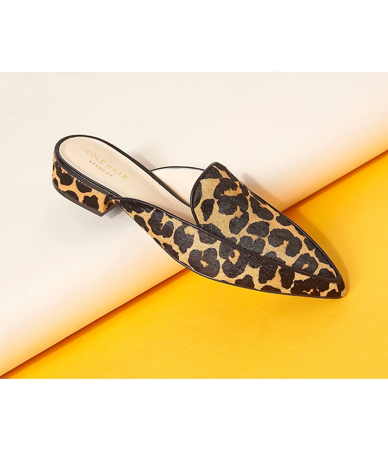 Cole Haan Piper Leopard Print Calf Hair Mules
